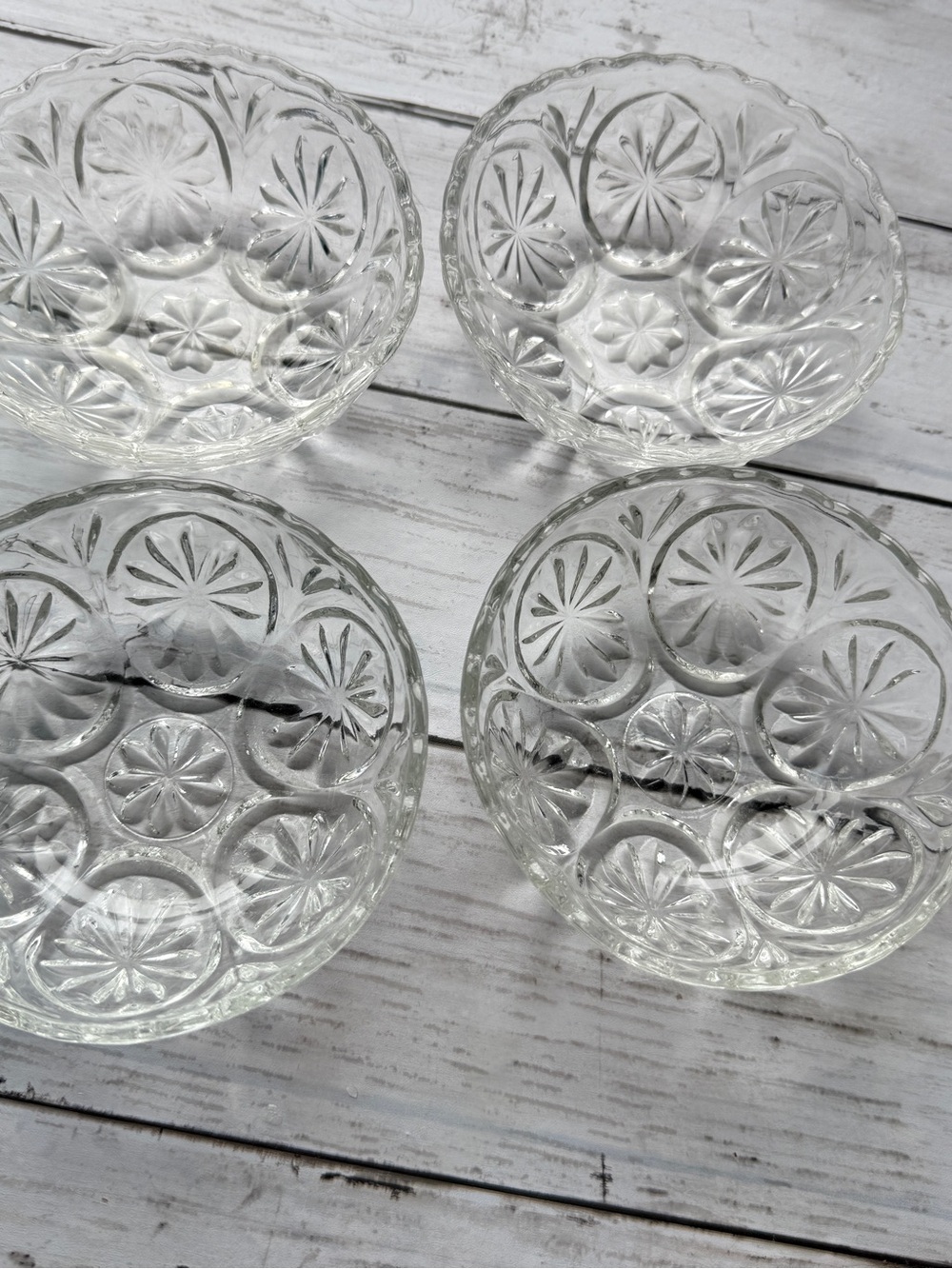 Clear Pressed Glass Dessert Bowls - Set of 4
